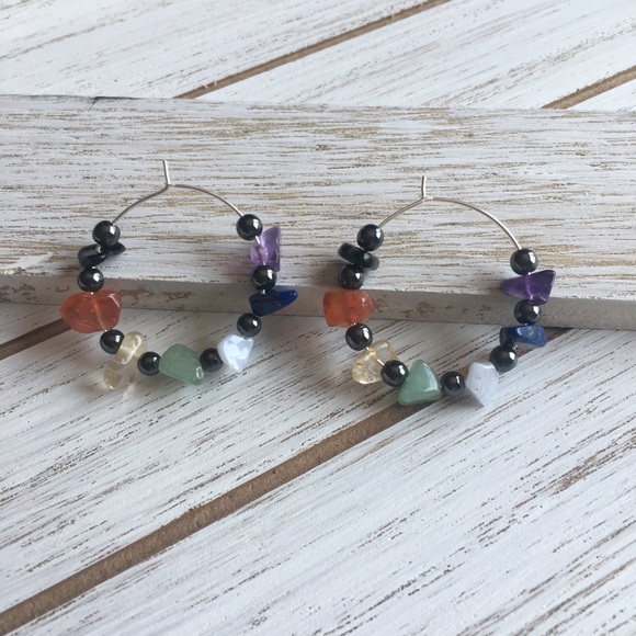Handmade Jewelry - 🎉HP🎉 3 for $25 7 Chakra Hoop Earrings